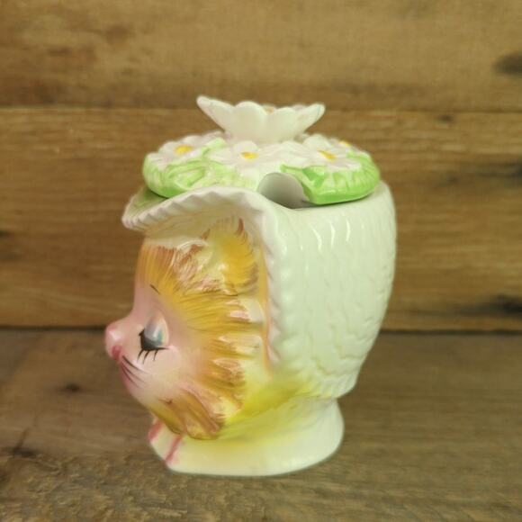Vintage Winking Kitty by Enesco Lidded Sugar Bowl Anthropomorphic Kitschy Japan - Picture 4 of 10